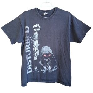 Disturbed Up Yer Fist 2sided Graphic Tee Large Faded Metal Rock Band Goth GUC